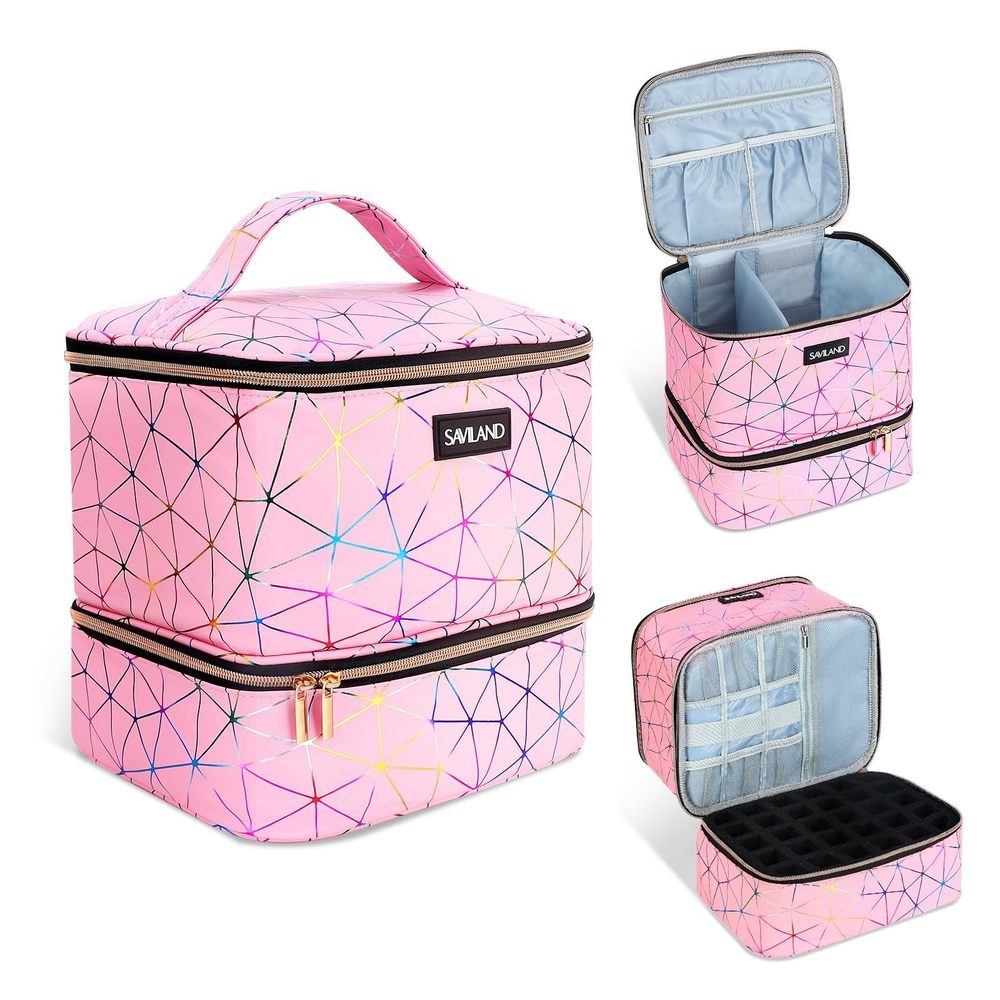 Nail Polish Organizer Bag: Pu Leather Nail Polish Storage Organizer Holds 30🤟